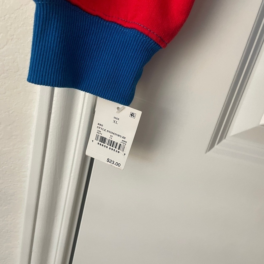 Nintendo Super Mario Boys XL Red Blue Costume Zip Up Hoodie Sweatshirt NWT - Picture 4 of 4